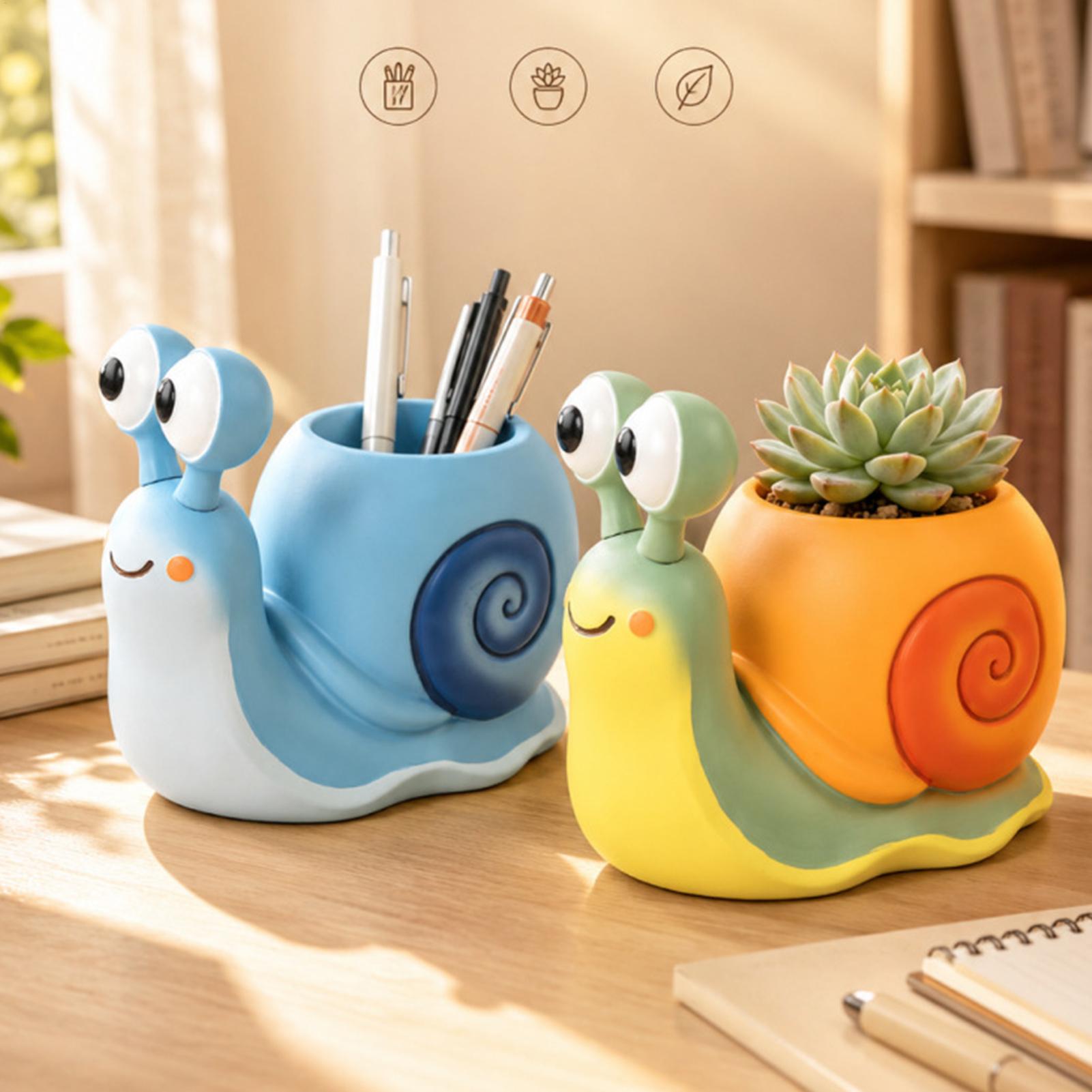 Echeveria Succulent - Pot Bunga Bentuk Siput, Tempat Pensil